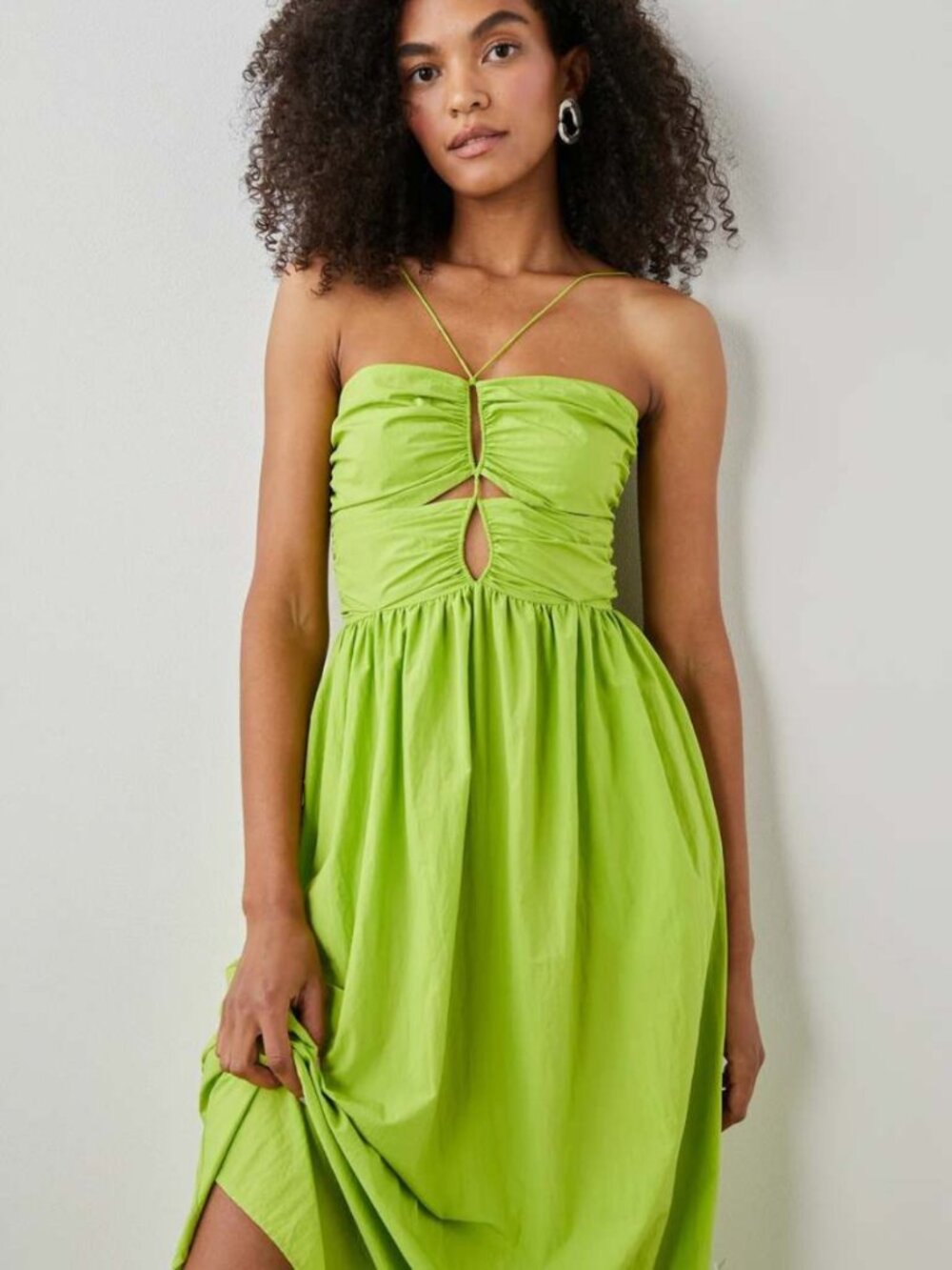 Rails Silvia Midi Dress Banana Leaf NWT Small Cutout Resort Vacation - Picture 6 of 11